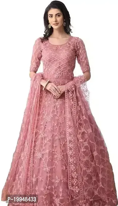 Stylish Indo-western Peach Georgette Gown-thumb0