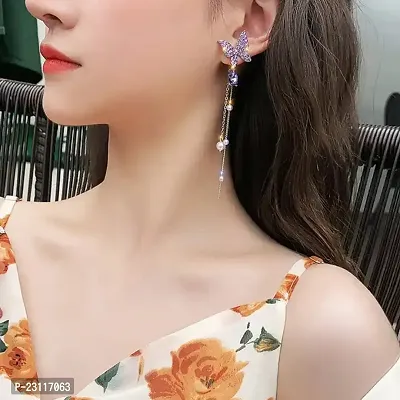 Onuyx Korean Earrings For Women  Girls /Purple Beautiful Butterfly Drop Earrings-thumb3
