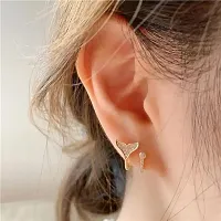 Onuyx Korean Earrings For Girls  Women /Gold Plated Cuff Zircon Earrings-thumb2