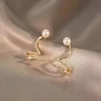 Onuyx Korean Snake Style Gold Plated Earrings For Girls  Women-thumb3