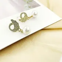 Onuyx Korean Swan Shape Gold Plated Earrings For Women  Girls-thumb2