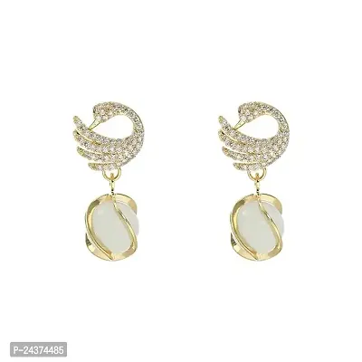 Onuyx Korean Swan Shape Gold Plated Earrings For Women  Girls-thumb0