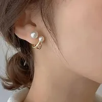 Onuyx Korean Dual Pearl Gold Plated Earrings for Girls  Women-thumb3