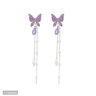Onuyx Korean Earrings For Girls  Women /Beautiful Butterfly Earrings Zircon Alloy Drops  Danglers