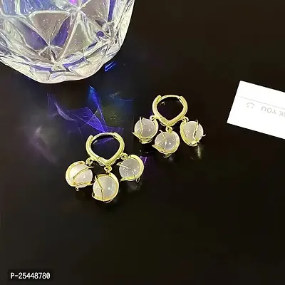 Onuyx Korean Earrings For Women  Girls /Gold Plated Opal Stone Earrings