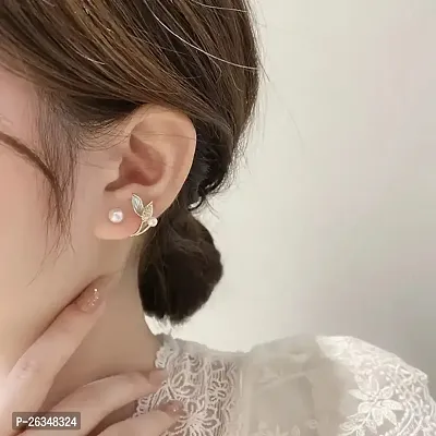 Onuyx Trendy Korean Pearl Mermaid Earrings  Studs Pearl Alloy Cuff Earring Alloy Drops  Danglers-thumb0