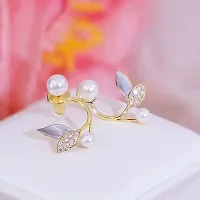 Onuyx Trendy Korean Pearl Mermaid Earrings  Studs Pearl Alloy Cuff Earring Alloy Drops  Danglers-thumb1