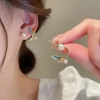 Onuyx Trendy Korean Pearl Mermaid Earrings  Studs Pearl Alloy Cuff Earring Alloy Drops  Danglers-thumb3