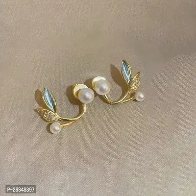 Onuyx Trendy Korean Pearl Mermaid Earrings  Studs Pearl Alloy Cuff Earring Alloy Drops  Danglers-thumb0