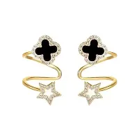 Onuyx Korean Stylish Star Earrings For Women  Girls /Gold Plated Stud Earrings Zircon Alloy Cuff Earring-thumb3