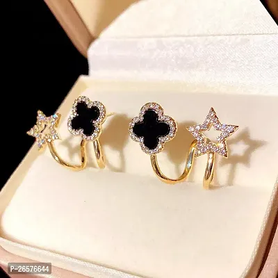 Onuyx Korean Stylish Star Earrings For Women  Girls /Gold Plated Stud Earrings Zircon Alloy Cuff Earring