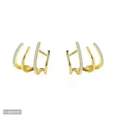 Onuyx Korean Earrings for Women  Girls /Gold Plated Claw Cuff Earrings Zircon Alloy Cuff Earring-thumb0