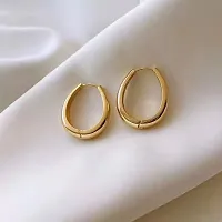 Onuyx Korean Earrings For Women  Girls /Oval Shape Gold Beautiful Earrings Alloy Drops  Danglers-thumb1