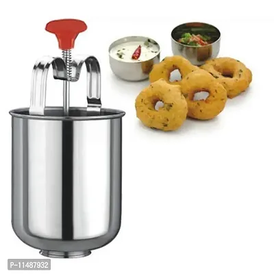 AKX Premium Mendu Vada Maker Stainless Steel for Kitchen | Uddina Maker | Medhu vadai | ulundu vadai | batuk vada (Silver)-thumb0