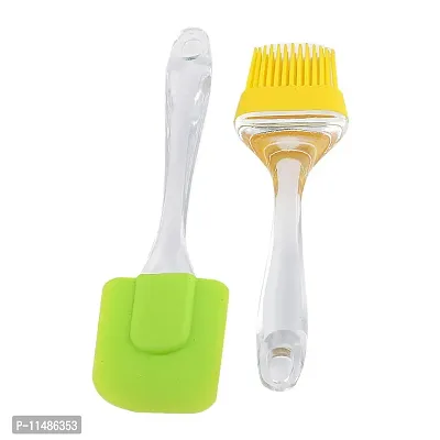 AKX Silicone Brush and Spatula Set, 2-Pieces Oil Brush for Cooking Soft Bristles Long Handle & Large Spatula Silicone Pastry Baking Pack of Brush+Spatula)-thumb0