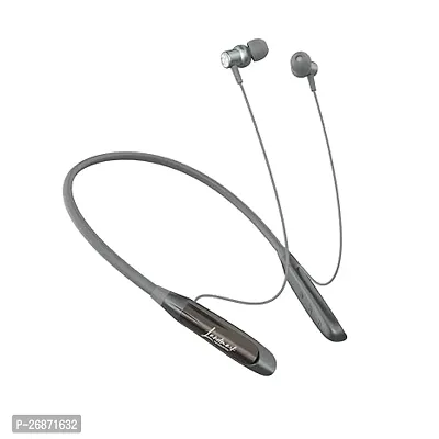 Stylish Grey In-ear Bluetooth Wireless Neckband With Microphone-thumb0