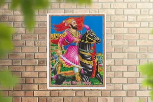 Religious Wall Sticker Poster|Chatra pati Shivaji Maharaj Poster for Worship/Mandir/Office|Poster for Home Decoration|Bhagwan Poster for Pooja-thumb1