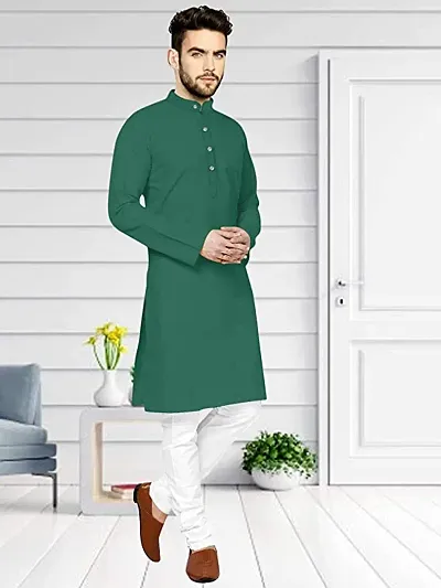 FABWAX Men's Cotton Blend Straight Kurta