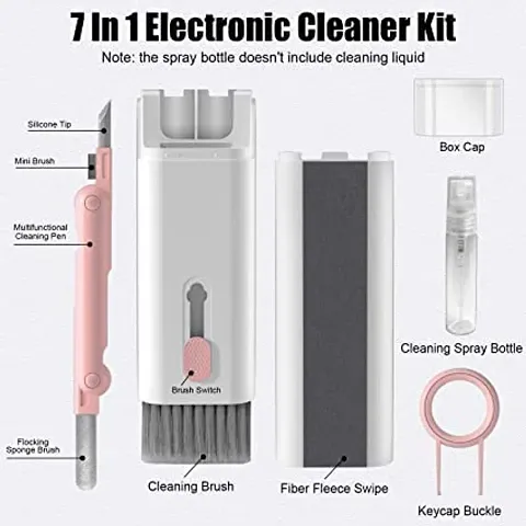 RADHE CREATION 7 in 1 Electronic Cleaner kit, Cleaning Kit for Monitor Keyboard Airpods MacBook iPad iPhone iPod, Screen Dust Brush Including Soft Sweep, Swipe, Airpod Cleaner Pen, Key Puller and Spra