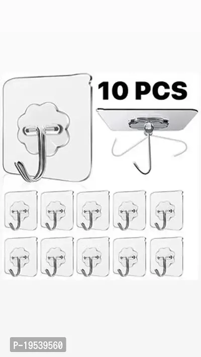 Hooks for Wall, 10 Pack Adhesive Wall Hooks for Wall Heavy Duty, self Adhesive Hook, Wall hangings, Kitchen Accessories Items, Clothes Hanging, Sticky Photo Frame Hangers, Strong Hanger, Wall Hook 10