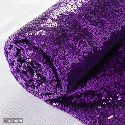 Purple Sequin Velvet Fabric 1mtr-thumb0