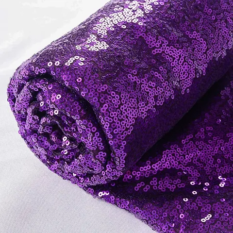 Purple Sequin Velvet Fabric 1mtr