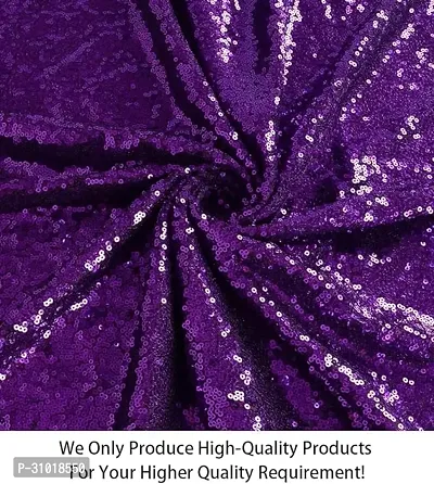 Purple Sequin Velvet Fabric 1mtr-thumb4