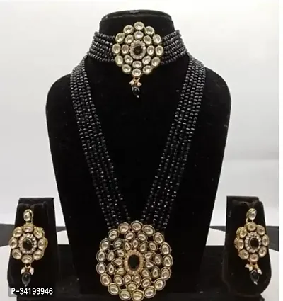 Stylish Black Alloy Agate Jewellery Set For Women-thumb0