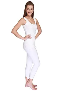 Wako Ladies Sleeveless Thermal Vest and Pajama Set (White)-thumb1