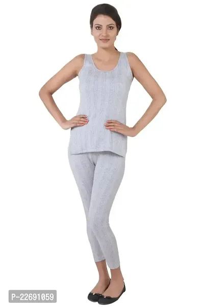 GREY LADIES SLEEVELESS TOP AND PAJAMA SET-thumb0