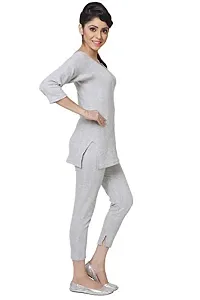 Wako Ladies Full Sleeve Thermal Vest and Pajama Set (Grey)-thumb3