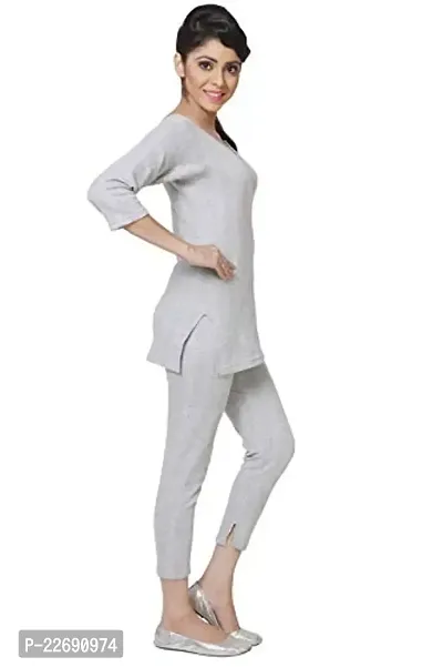 Wako Ladies Full Sleeve Thermal Vest and Pajama Set (Grey)-thumb4