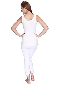 Wako Ladies Sleeveless Thermal Vest and Pajama Set (White)-thumb2