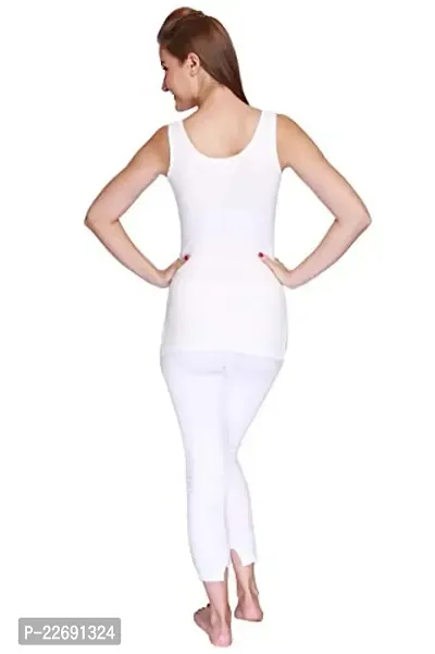 Wako Ladies Sleeveless Thermal Vest and Pajama Set (White)-thumb3