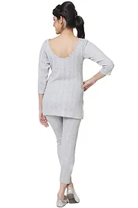 Wako Ladies Full Sleeve Thermal Vest and Pajama Set (Grey)-thumb1