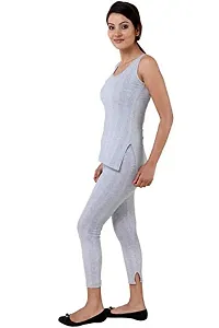 Wako Ladies Sleeveless Thermal Vest and Pajama Set (Grey)-thumb1