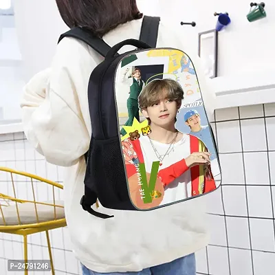 BTS Printed Backpack for College girls, women Office bagpack, BTS School Backpack, BTS Bangtan Girls Casual Backpack (W3 Black)-thumb3