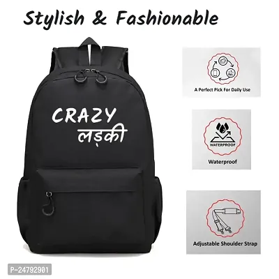 Crazy Ladki Printed Backpack for girls, School Bag for Student, Trendy College Tuition  Travel Bag for girls-thumb2