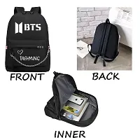 Taehyung Printed Backpack for girls Kpop BTS Bangtan School Bag for Student, Trendy College Tuition  Travel Bag for girls (Black)-thumb4