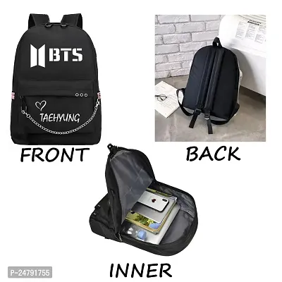 Taehyung Printed Backpack for girls Kpop BTS Bangtan School Bag for Student, Trendy College Tuition  Travel Bag for girls (Black)-thumb5