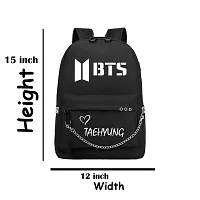 Taehyung Printed Backpack for girls Kpop BTS Bangtan School Bag for Student, Trendy College Tuition  Travel Bag for girls (Black)-thumb3