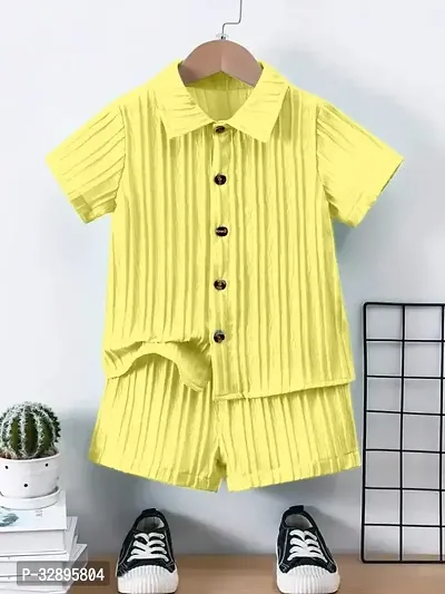 Stylish Yellow Cotton Blend Shirts With Shorts For Kids-thumb0