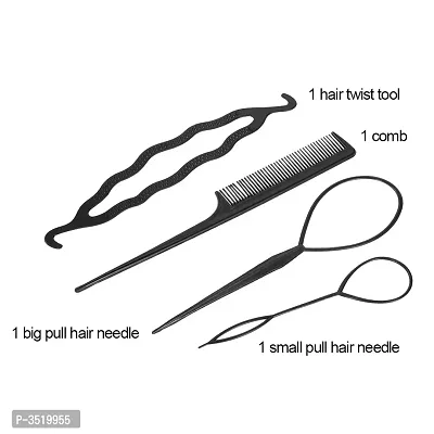 Premium Hair Twist Styling Clip Stick Pin Bun Braid Maker Hair Accessories Kit (Hair Style Tool Black) Set Of 4 Pieces-thumb0