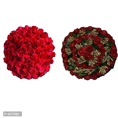 Artificial flower Bun Juda Maker Flower Gajra Hair Accessories Multi Color (Pack-02)