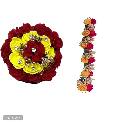 Artificial flower Bun Juda Maker Velvet Flower Gajra, Pack of 2
