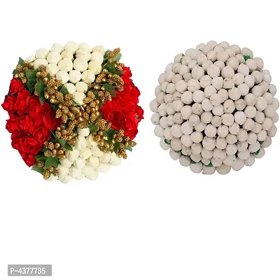 Artificial flower Bun Juda Maker Flower Gajra Hair Accessories Multi Color (Pack-02)