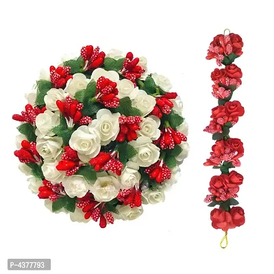 Maahal Paper Rose Flower Wedding Hair Bun Gajra Juda Bun Hair Accessories-thumb0
