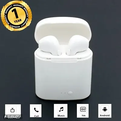 I7S Bluetooth Truly Wireless in Ear Earbuds with Mic - Both Side Buds, with Calling Enabled (White)