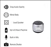 JBL Mini Boost 3Watt Wireless Bluetooth Portable Speaker with Mic,BT v5.0 for All BT Devices(Silver)-thumb1