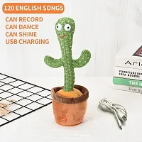 Playing Cactus soft Toy with Dancing, Lighting, Singing, Recording and Repeat Your Words with in-build songs, Rechargeable Electric lighting Cactus Toy-thumb1